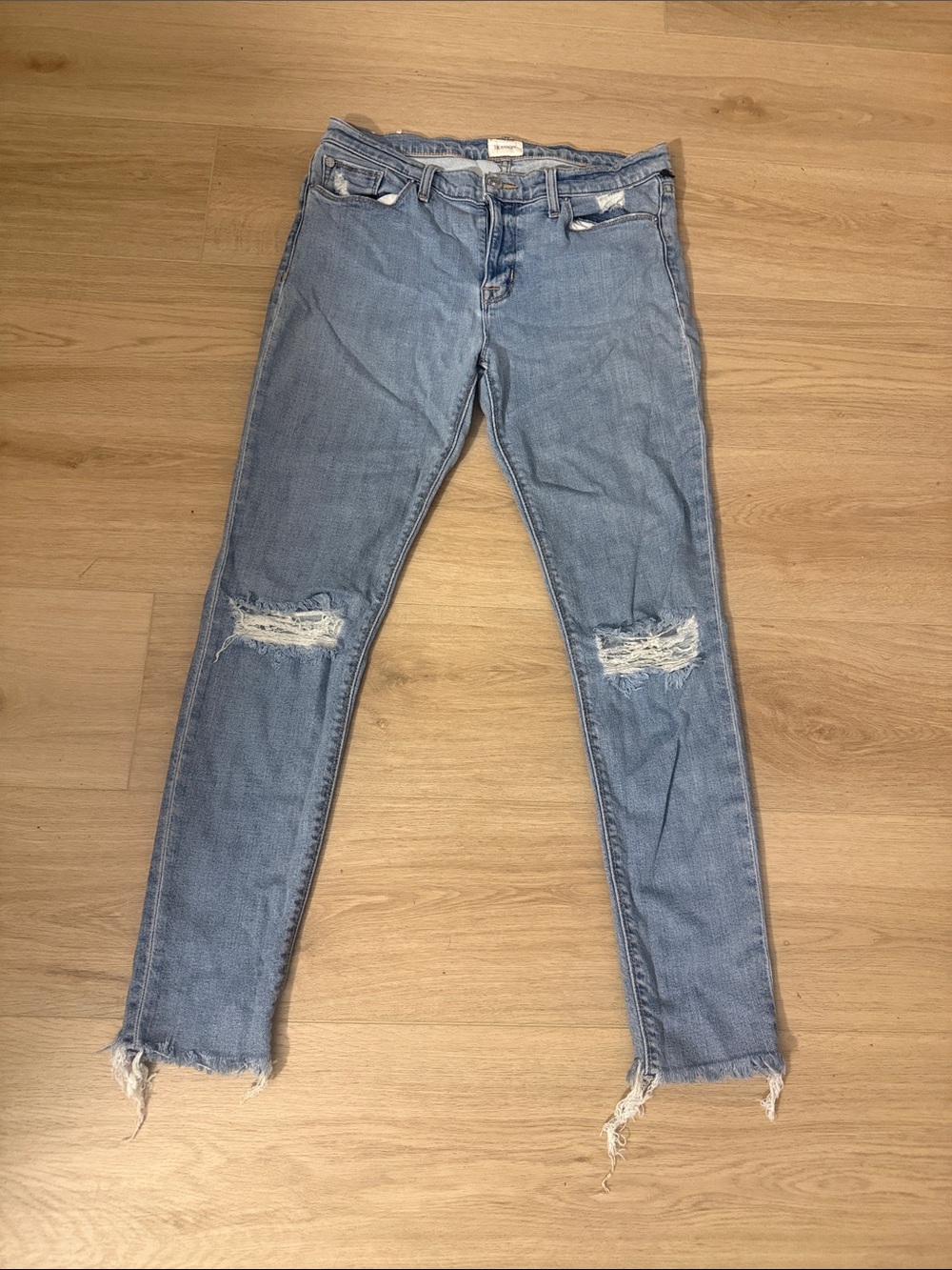 Hudson Distressed Light Wash Skinny Jeans